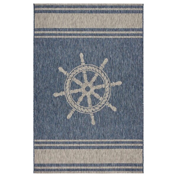 Palacedesigns 8 x 9 ft. Navy Ship Helm Indoor & Outdoor Area Rug - Navy - 8' x 9' PA3102022 - main